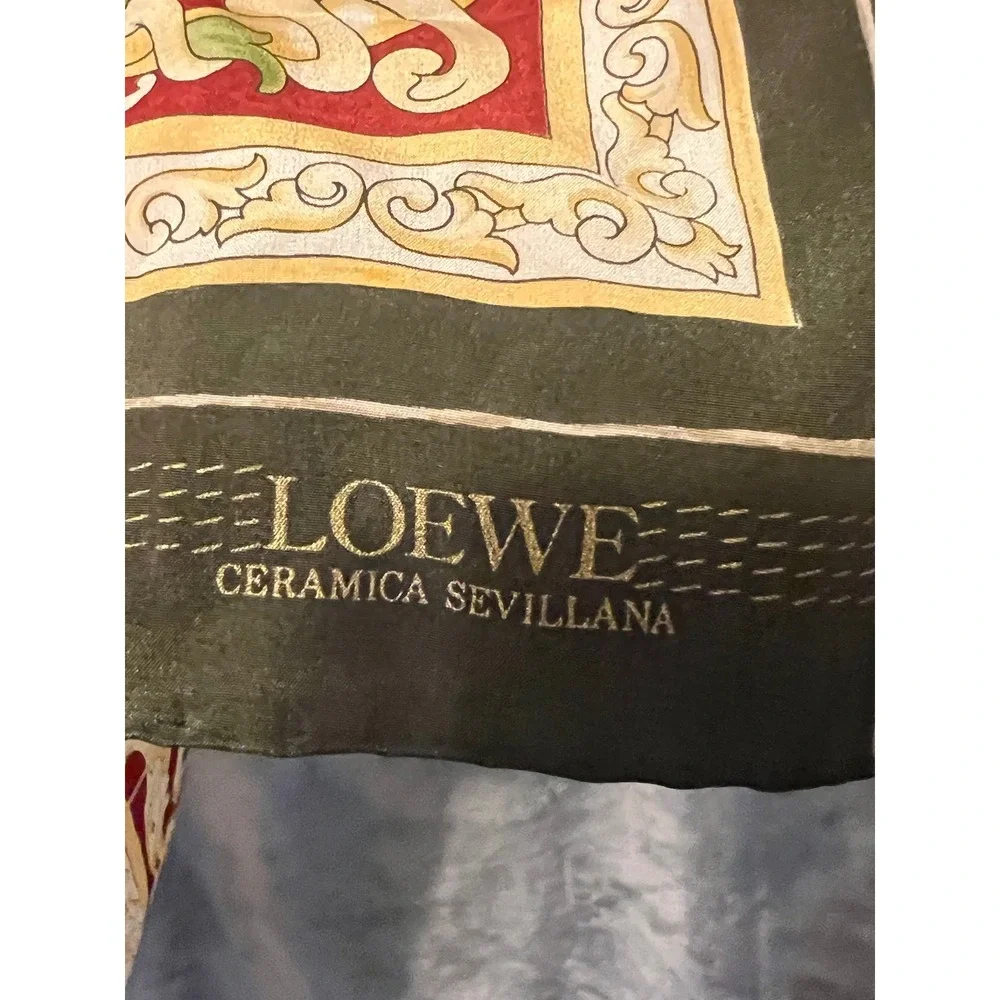 Loewe Silk Scarf Ceramica Sevillana Tile Fruit Print‎ Italy 34x34 Luxury